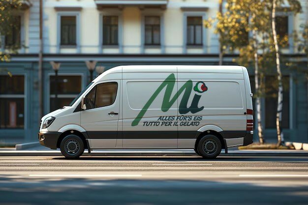 Deko für Dienstleistungen: Transporter mit Mi-Eis Logo Dienstleistungen